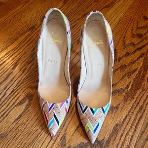 Christian Louboutin Multicolor Cork Chevron Heels